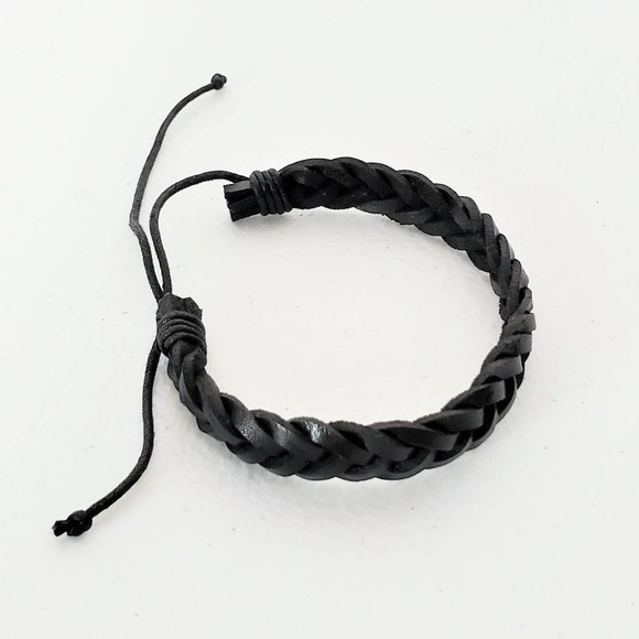 Unbranded Braid Woven Leather Adjustable Wristband Bracelet Unisex - Picture 2 of 7